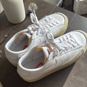 Nike White Sneakers with Yellow Soles